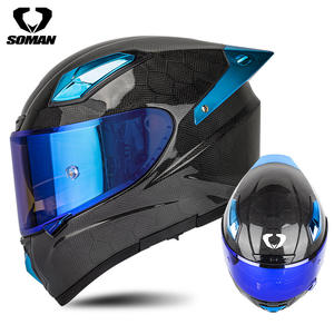 Casque de course intégral en fibre de carbone SOMAN X8 Professional pour hommes et femmes, nouveau graphisme, moto, quatre saisons, double D DOT - Product Image 3