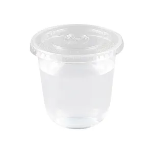 360-89 12oz 360ml u-shape disposable coffee milkshake water fruit yogurt smoothie plastic cups with flat lid