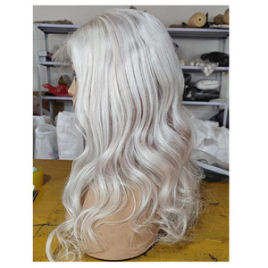 Perruque frontale en dentelle HD transparente 13x6, couleur <span class=keywords><strong>blond</strong></span> platine cendré, pré-épilée 13x4 # Perruque en cheveux humains blancs à dentelle complète 60 cm - Product Image 6