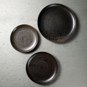 Suojiuju — plats artisanaux en porcelaine <span class=keywords><strong>de</strong></span> 8 pouces, <span class=keywords><strong>ensemble</strong></span> <span class=keywords><strong>de</strong></span> vaisselle en céramique noire, <span class=keywords><strong>assiette</strong></span> ronde à sertir - Product Image 6