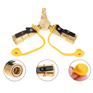 Copper Y Type <b>Adapter</b> 1/4 Inch Quick Connect <b>Plug</b> In For Gas Cylinder Connection - Product Image 1