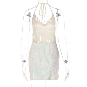 Lygens 10812 smanicato senza maniche con spacco sul retro Mini abito da donna 2024 nuovo brillante vestito da sera estivo abbigliamento americano all'ingrosso - Product Image 6