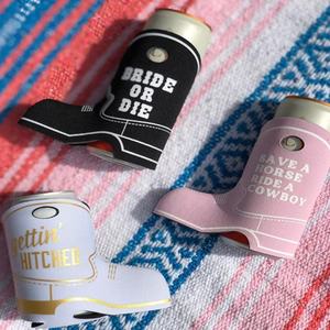 12 ounce neopreen koozies, opvouwbare flesbeschermer, isolatiehoes, cowboy-laarsvormige koozies voor bier, schuim, 12oz blikjes/flessen - Product Image 2