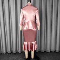 Ensemble élégant pour femme de bureau : jupe moulante en satin uni et blazer cintré à nœud papillon, robe sirène moulante deux pièces
