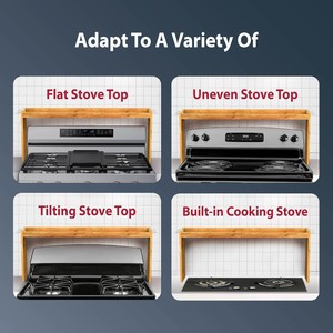 Étagère à épices en bois réglable en hauteur pour cuisinière, support de rangement sur pied pour four de cuisine, couleur bois naturel - Product Image 1