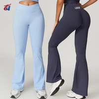 Leggings de sport personnalisés en nylon et élasthanne pour fitness et gym, taille haute, effet push-up, évasés pour le yoga