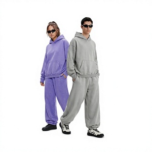 Ensemble sweat-shirt et pantalon de jogging surdimensionné pour homme, 100% coton molletonné, style streetwear, hiver - Product Image 3