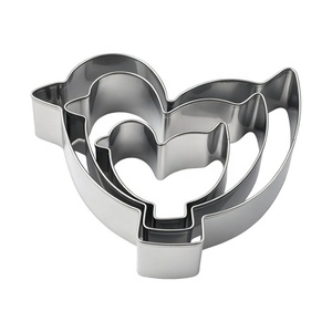 Lot de 3 emporte-pièces géants en acier inoxydable, écologiques et compatibles lave-vaisselle, en forme d'animaux de Pâques (lapin, poussin, pomme) - Product Image 3