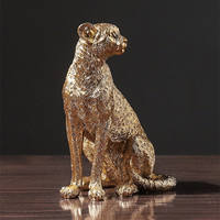 Nouvelle arrivée décor à la maison argent léopard figurines guépard décoration de la maison panthère sculpture résine artisanat