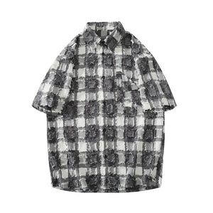 <span class=keywords><strong>Camicia</strong></span> da <span class=keywords><strong>uomo</strong></span> a mezza manica corta estiva a maniche corte in cotone scozzese spazzolato - Product Image 4