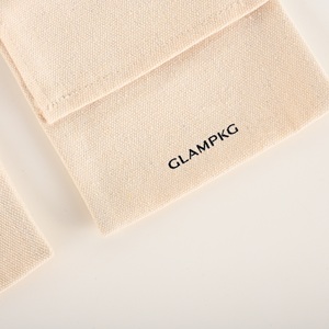 GLAMPKG Custom Logo Linen Cotton Jewelry <b>Pouch</b> Eco-Friendly Envelope Style Jewelry Packaging Bag for Earrings/Necklaces - Product Image 3