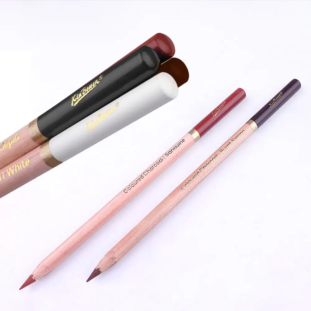 شين بون 4 قطع مجموعة أقلام الرسم من الكربون اللون الأحمر ألوان الرسم جودة عالية مجموعة أقلام الرسم