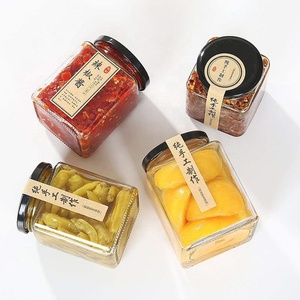 Vuoto molti formato disponibile 50g ~ 1000g di <span class=keywords><strong>vetro</strong></span> quadrato honey jar barattolo di marmellata di canning vaso con vite di metallo nero o coperchio d'oro - Product Image 3
