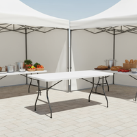 Table de banquet pliable en résine 8 pi x 30 po avec cadre en fer, design contemporain, mobilier d'hôtel, pliable, portable, facile à nettoyer