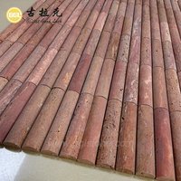 Carreaux de marbre travertin rouge naturel, panneau cannelé, mosaïque de marbre pour décoration murale