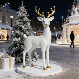 Figurine de cerf Sika en fibre de verre sur pied, sculpture animale artistique découpée pour Noël, table basse, OEM disponible - Product Image 3
