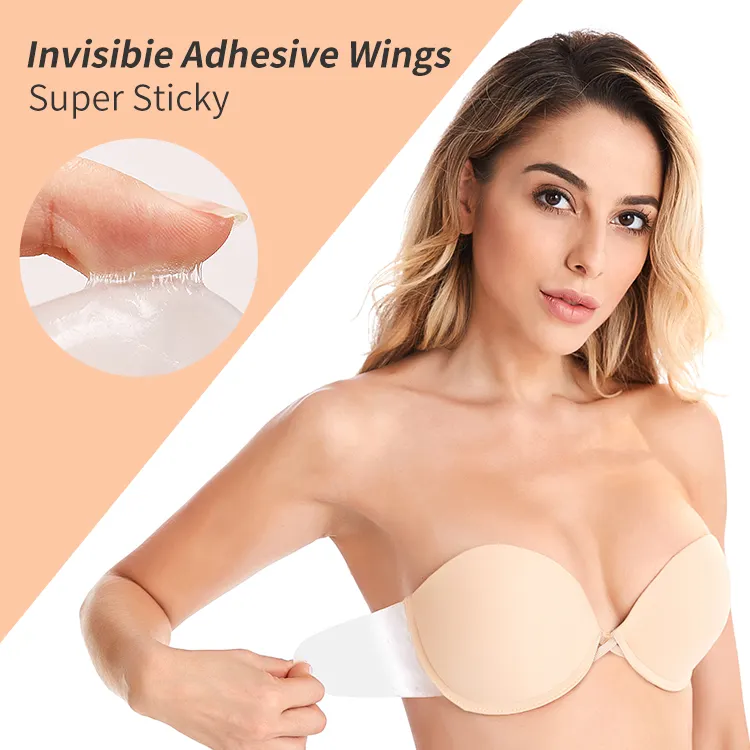 Xinke มาใหม่ Underwire หนึ่งชิ้นใหม่ที่ไม่มีสายหนังเปลือยกาวซิลิโคน Bra ที่มองไม่เห็น