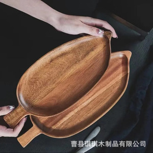 Japanese Style Wooden Leaf <b>Tray</b> Acacia Wood For Sushi <b>Snacks</b> Tea Serving Platter Hotel Use - Product Image 5