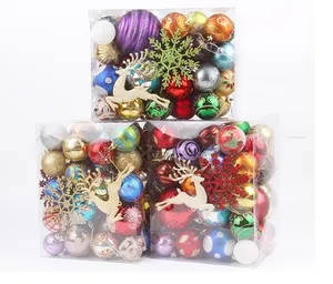 Navidad Set ornamen pohon Natal, Set hadiah Aksesori bola Natal plastik terang tahan pecah ornamen