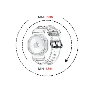 Untuk Airtag gelang untuk anak-anak orang tua dapat disesuaikan antihilang GPS Tracker TPU kotak penutup jam tangan Band 4.5 sampai 7.8 Radius untuk anak perempuan anak laki-laki