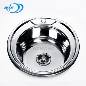 WY-490 sus 201洗手盆厨房水槽圆面盆带抛光表面迷你单碗洗手盆