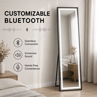 Miroir de salle de bain LED rectangulaire intelligent personnalisable avec éclairage frontal, commande tactile, anti-buée, Bluetooth, pour maquillage