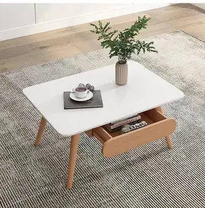 CX orijinal oturma odası yan masa İskandinav minimalist yuvarlak ahşap sehpa oturma odası için depolama ile