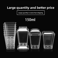 Vente en gros de gobelets jetables en plastique PS à double peau avec couvercles, design élégant pour pouding, mousse, lait, thé, gâteau