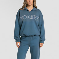 Sweat-shirt oversize à demi-zip pour femme, coupe ample, col montant, ensemble de survêtement tendance