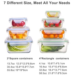 Hộp Đựng Thực Phẩm Bằng Thủy Tinh <span class=keywords><strong>6</strong></span> Chiếc, Hộp Chứa Đồ Ăn Kín Khí, Không Chứa BPA, Dụng Cụ Liên Lạc Bằng Thủy Tinh, Dùng Cho Nhà Bếp - Product Image 2