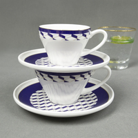 Nouvel Arrivage – Service de Table de Luxe 20 Pièces en Porcelaine Fine Bleu Foncé, Design Exquis, Dorure Scintillante sur Glacure