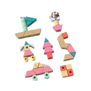 Onshine – blocs de construction géométriques en bois, jouet éducatif coloré pour enfants, développement de la motricité fine - Product Image 1