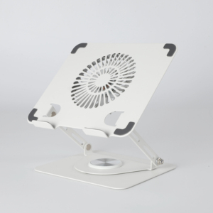 Nouveau support d'ordinateur portable Jiantian avec ventilateur léger, pivotant, portable, rotation à 360°, ventilateur magnétique, acier, silicone, 26x23x3.5cm - Product Image 1
