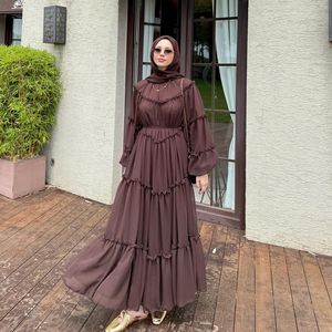 Novità 2026 Abaya Islamico Chiuso per Donna, Vestito Musulmano in Chiffon a Doppio Strato, Abito Lungo con Balze a Strati per Donna - Product Image 5