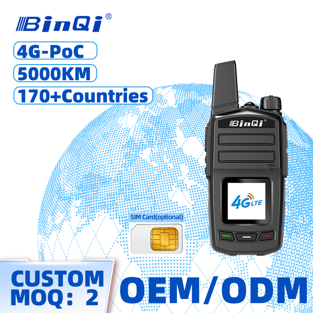 Factory Price Binqi 4G POC Radio Wholesale Global SIM Card Two Way Radio Walkie Talkie for Business Private Label