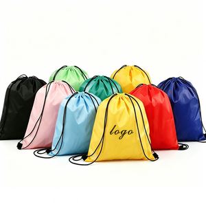 Sacs à dos en polyester vierges avec cordon de serrage, logo personnalisé, ouverture à cordon portable, idéaux pour le sport et l'usage quotidien - Product Image 2