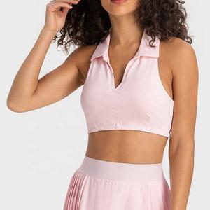 Soutien-gorge d'entraînement personnalisé sans manches Polo col en V Fitness dos nageur pour les femmes vente en gros - Product Image 3