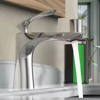 Robinet de lavabo en alliage de zinc noir mat, monocommande eau chaude et froide, anti-éclaboussures, installation facile pour salle de bain
