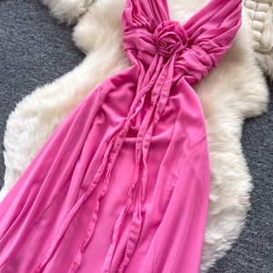 Vestido Midi Casual de Verano 2026 con Cuello en V para Mujer, Vestido sin Espalda Estilo Imperio - Product Image 3