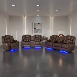 Conjunto de Sofá Reclinable Eléctrico de 3+2 Plazas, Diseño Moderno con Gabinete de Almacenamiento y Mesa Abatible - Product Image 3