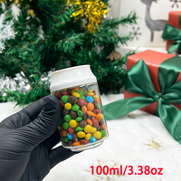 Vente chaude 100ml 3.38oz Emballage en poudre gommeuse de bonbons Pot de canette de soda Pot de bonbons en plastique PET avec couvercle à vis multicolore