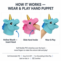 Marioneta de Mano de Unicornio de PVC Suave para Niños, Juguete de Animal para Jugar a Roles, Marioneta de Dedo para Contar Historias, para Niños Pequeños y Preescolares