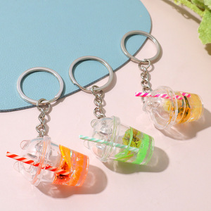 Llavero de Acrílico con Diseño de Taza de Bubble Tea de Arena Movediza Flotante, Bebida de Frutas <span class=keywords><strong>en</strong></span> Miniatura con Líquido de Lentejuelas y Pajitas Coloridas - Product Image 6