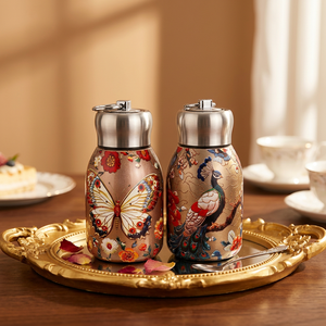 Mini thermos sous vide de style national, avec couvercle à anneau de traction, pratique, format poche, en acier inoxydable 304, cadeau idéal, facile à transporter - Product Image 1