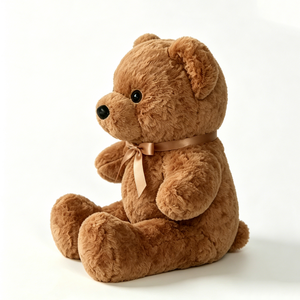Ours en peluche classique marron personnalisé - Jouet en peluche doux et moelleux avec nœud en ruban de satin, adorable ours en peluche assis - Product Image 2