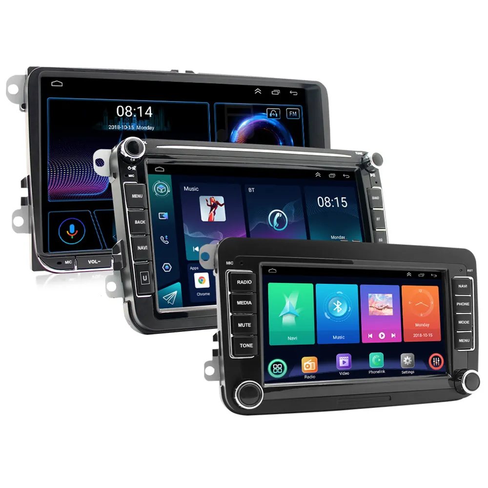 Autoradio Android à écran tactile 7 pouces 8 pouces 9 pouces pour VW 2 + 32 Go Double Din Autoradio BT WIFI GPS Lecteur DVD de voiture avec Carplay