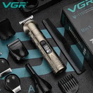 VGR V-110 Barbeador de barba 6 em 1 aparador de nariz e corpo conjunto de máquina de cortar cabelo profissional kit de aliciamento para homens