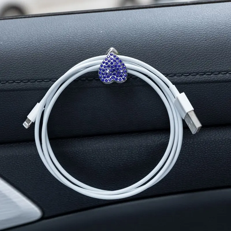 Creative Diamond Heart Shape Car Interior Adhesive Hook Multifunctional Car Small Hooks