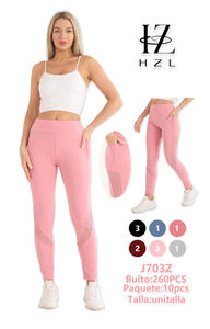 Leggings da yoga Hzl a vita alta, in spandex e nylon, elasticizzati in quattro direzioni, tinta unita, per donna, abbigliamento fitness. - Product Image 1