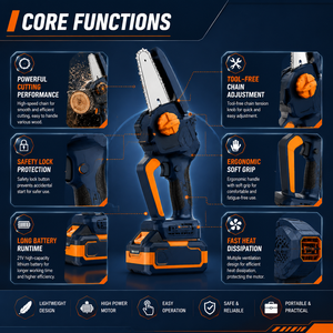 <span class=keywords><strong>Mini</strong></span> <span class=keywords><strong>Motosierra</strong></span> Inalámbrica Profesional de 8 Pulgadas, Motor sin Escobillas de 21V, Batería Compatible con OEM/ODM, Herramienta Manual para Podar Jardines y Trabajar la Madera - Product Image 3